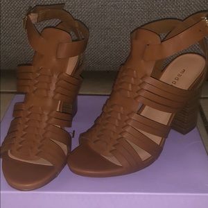 Brown strappy heels